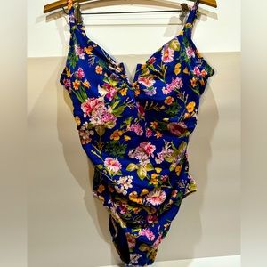 Time And Tru V Wire Floral One Piece Swimsuit